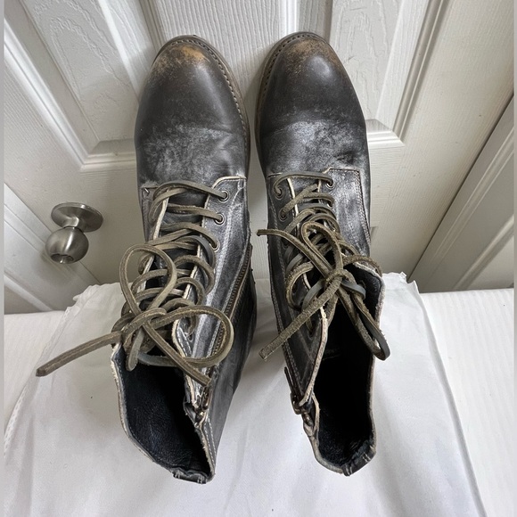 FREEBIRD By Steven LIVERPOOL Lace Up Distressed BLACK Leather BOOTS  Size 9 main image 12